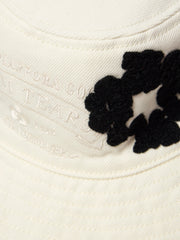 Denim Cotton Wreath Bucket Hat White