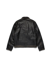 Libertas Crest Leather Jacket Washed Black