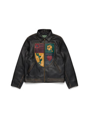 Libertas Crest Leather Jacket Washed Black