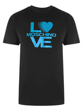 Love Moschino Blue Logo Print Black T-Shirt