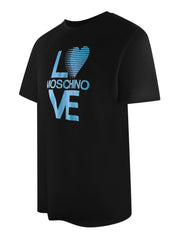 Love Moschino Blue Logo Print Black T-Shirt