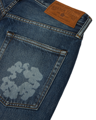 Baggy Laser Cotton Wreath Denim Pant Dark Wash