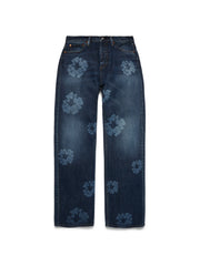 Baggy Laser Cotton Wreath Denim Pant Dark Wash
