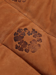 Embossed Leather Wreath Puffer Brown