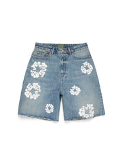 Light Wash Cotton Wreath Denim Short