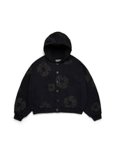 Cotton Wreath Cardigan Hoodie Black