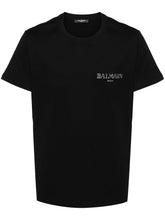 Balmain Vintage Silver Gel Logo T-Shirt in Black