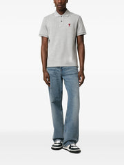 Ami Paris Ami De Coeur Polo Shirt in Grey