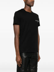 Balmain Vintage Silver Gel Logo T-Shirt in Black