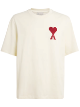 Ami Paris Ami De Coeur Zig Zag Logo T-Shirt in Beige