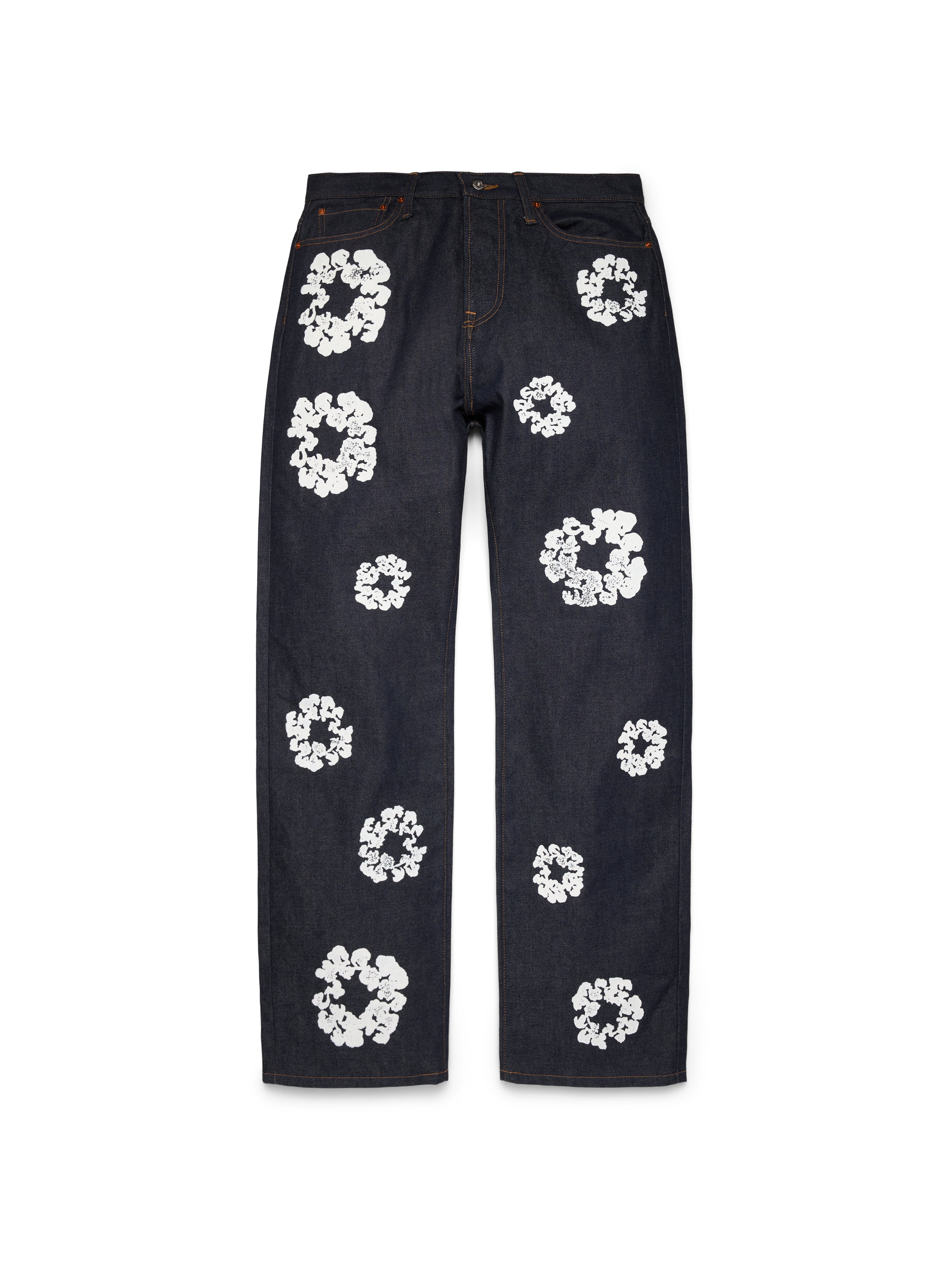 Baggy Cotton Wreath Denim Pant Selvedge