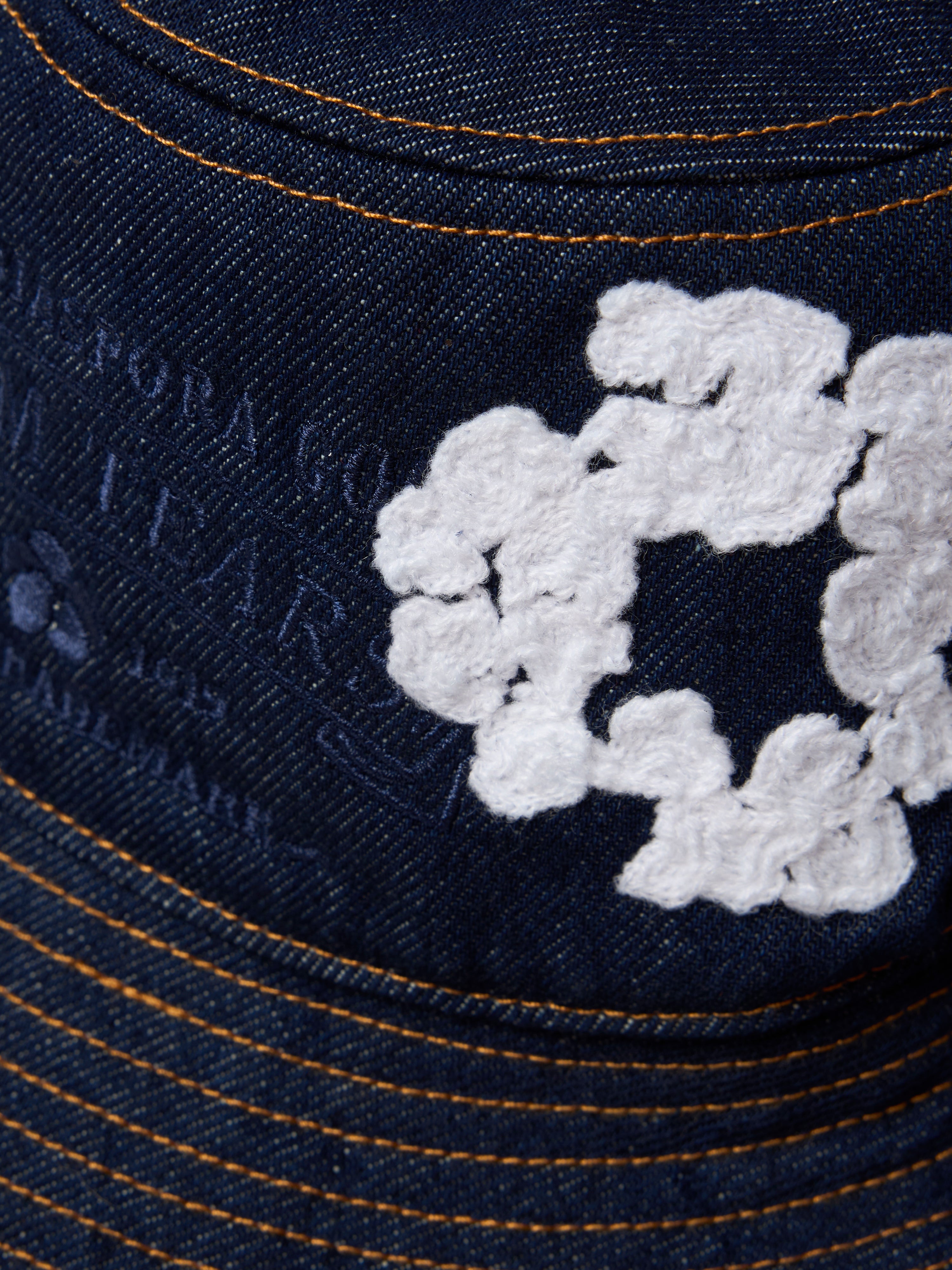 Denim Cotton Wreath Bucket Hat Washed Indigo