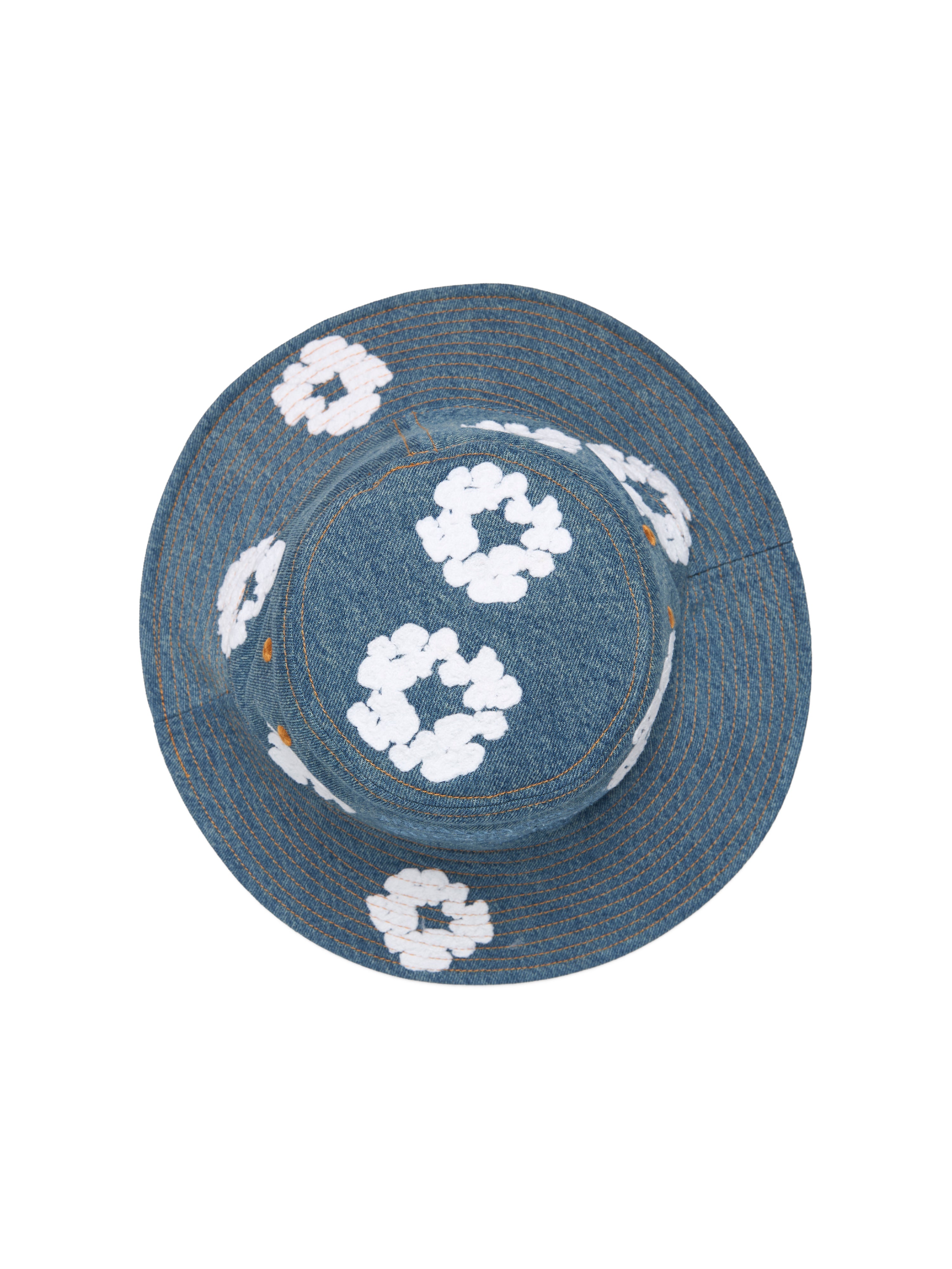 Denim Cotton Wreath Bucket Hat Light Wash