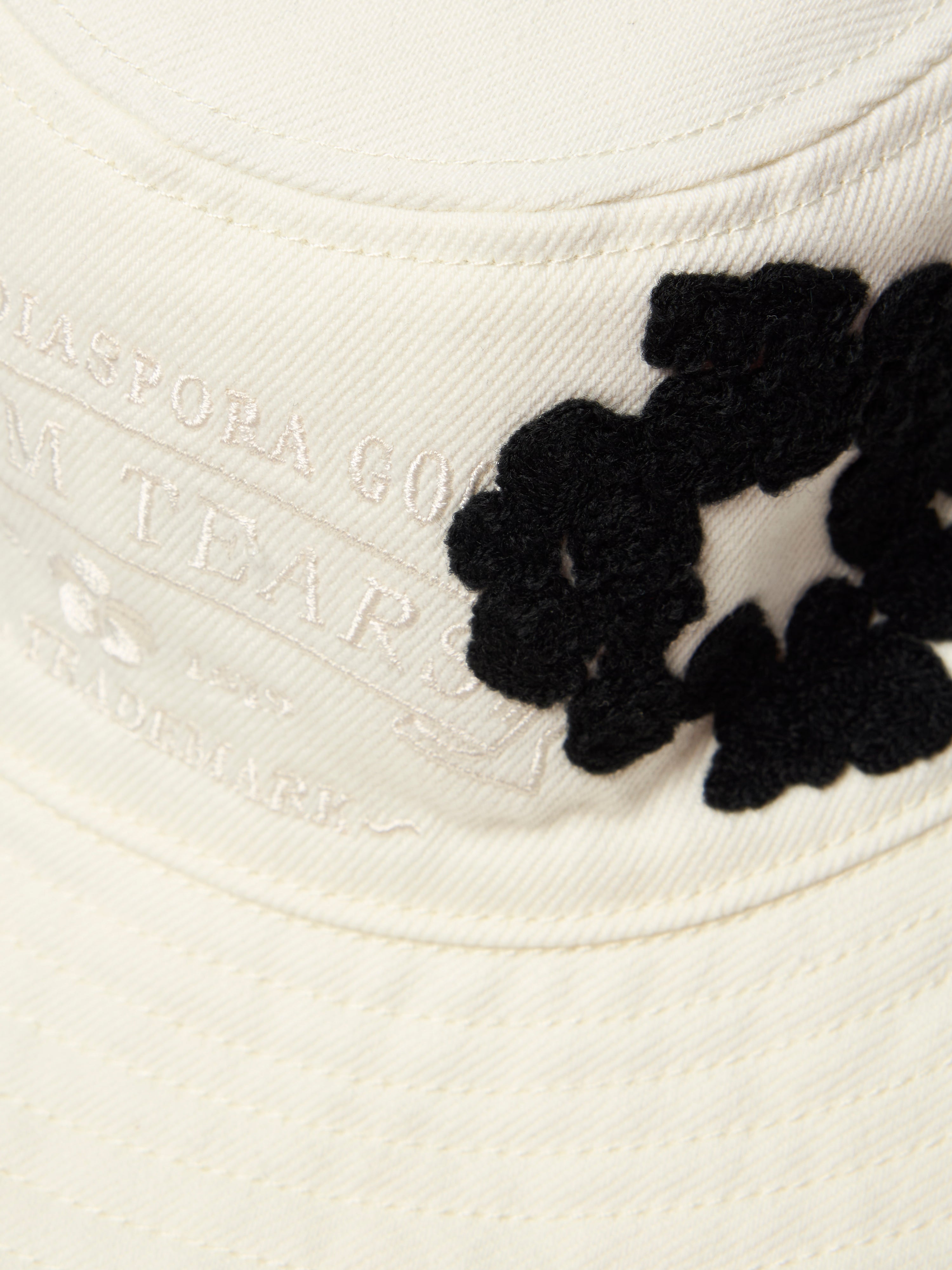 Denim Cotton Wreath Bucket Hat White
