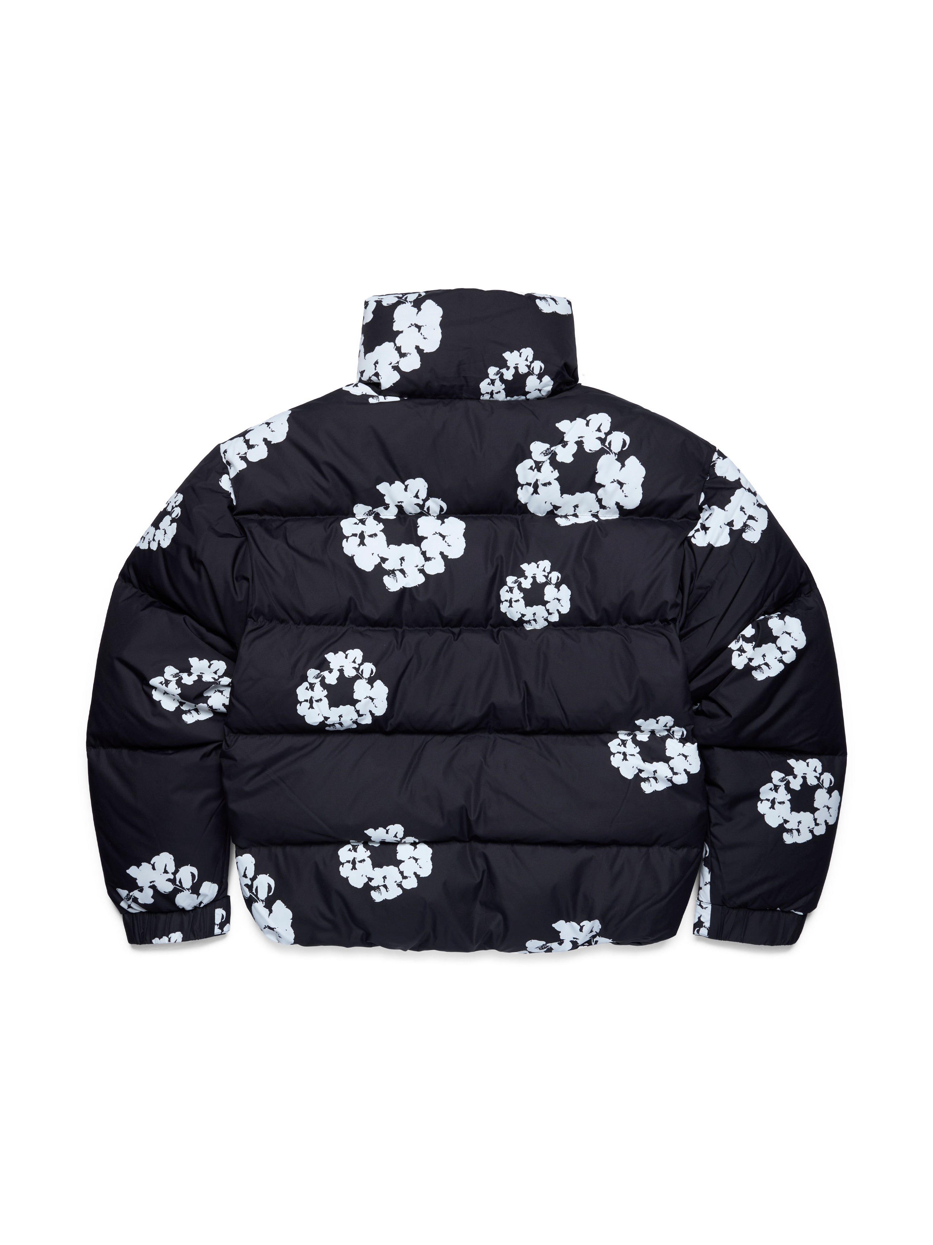 Cotton Wreath Puffer Jacket Black