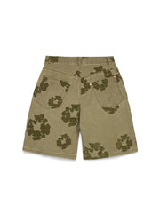 Cotton Wreath Flocked Short Khaki