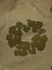 Cotton Wreath Flocked Short Khaki