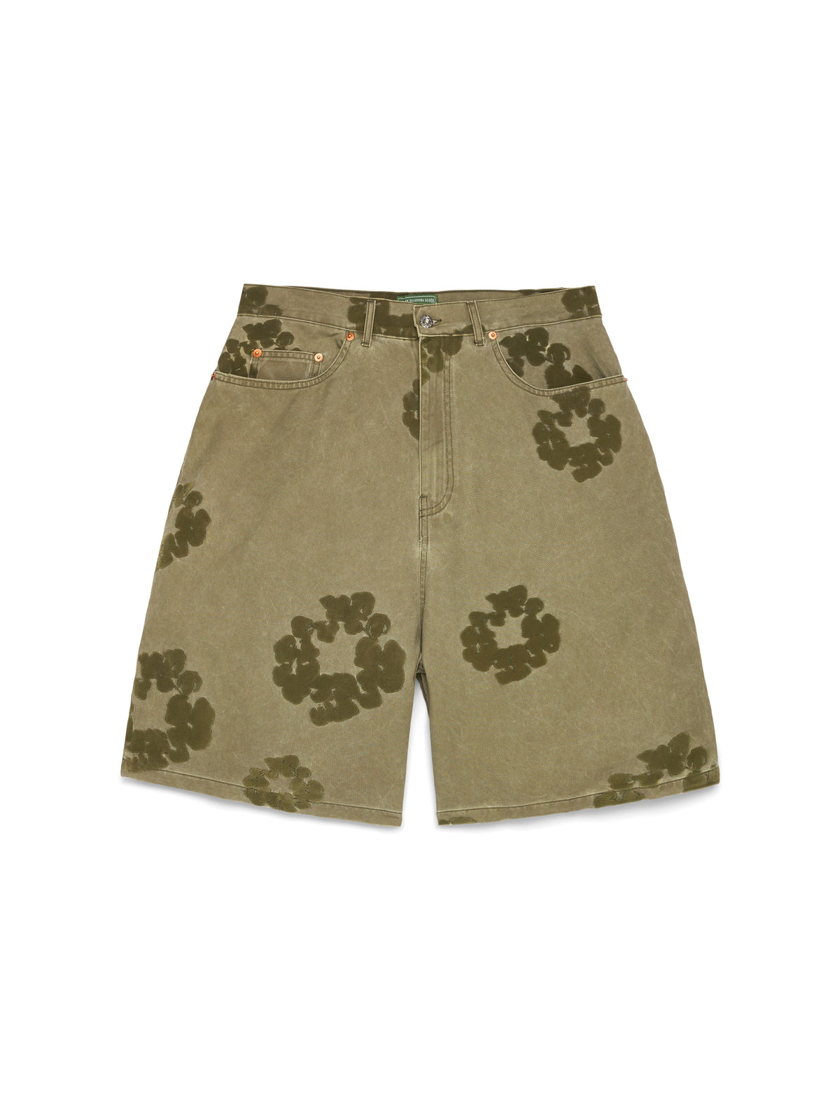 Cotton Wreath Flocked Short Khaki