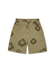 Cotton Wreath Flocked Short Khaki