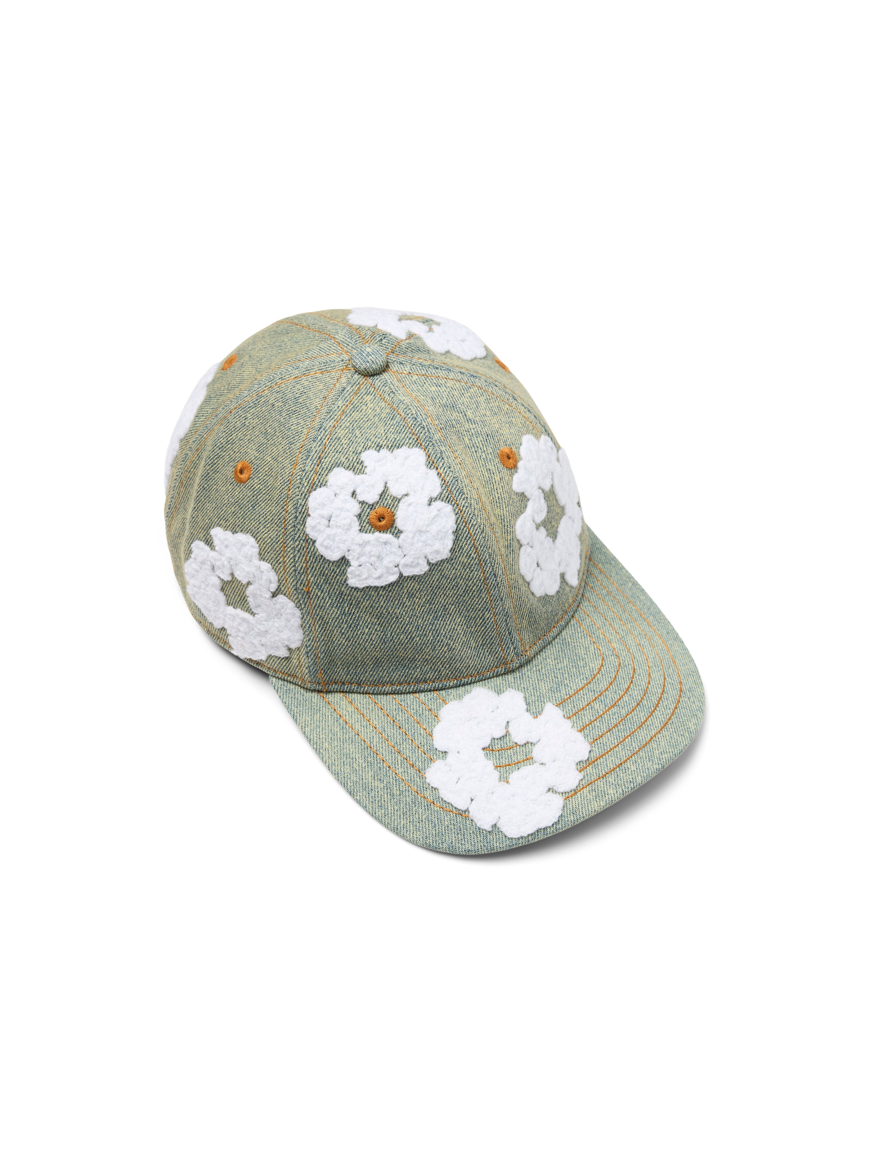 Cotton Wreath Raw Denim Cap Dark Wash