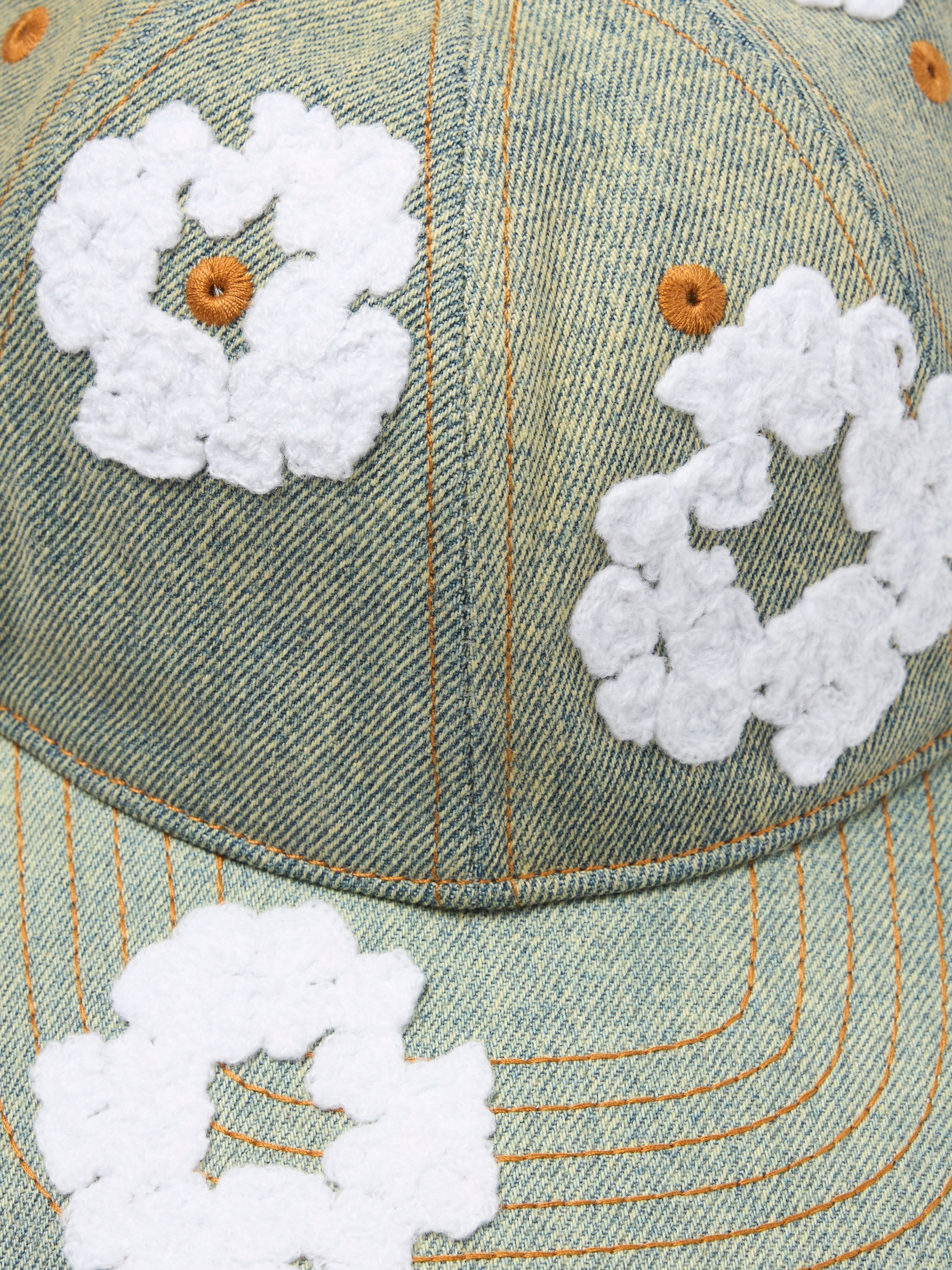 Cotton Wreath Raw Denim Cap Dark Wash