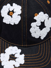 Cotton Wreath Raw Denim Cap Washed Indigo