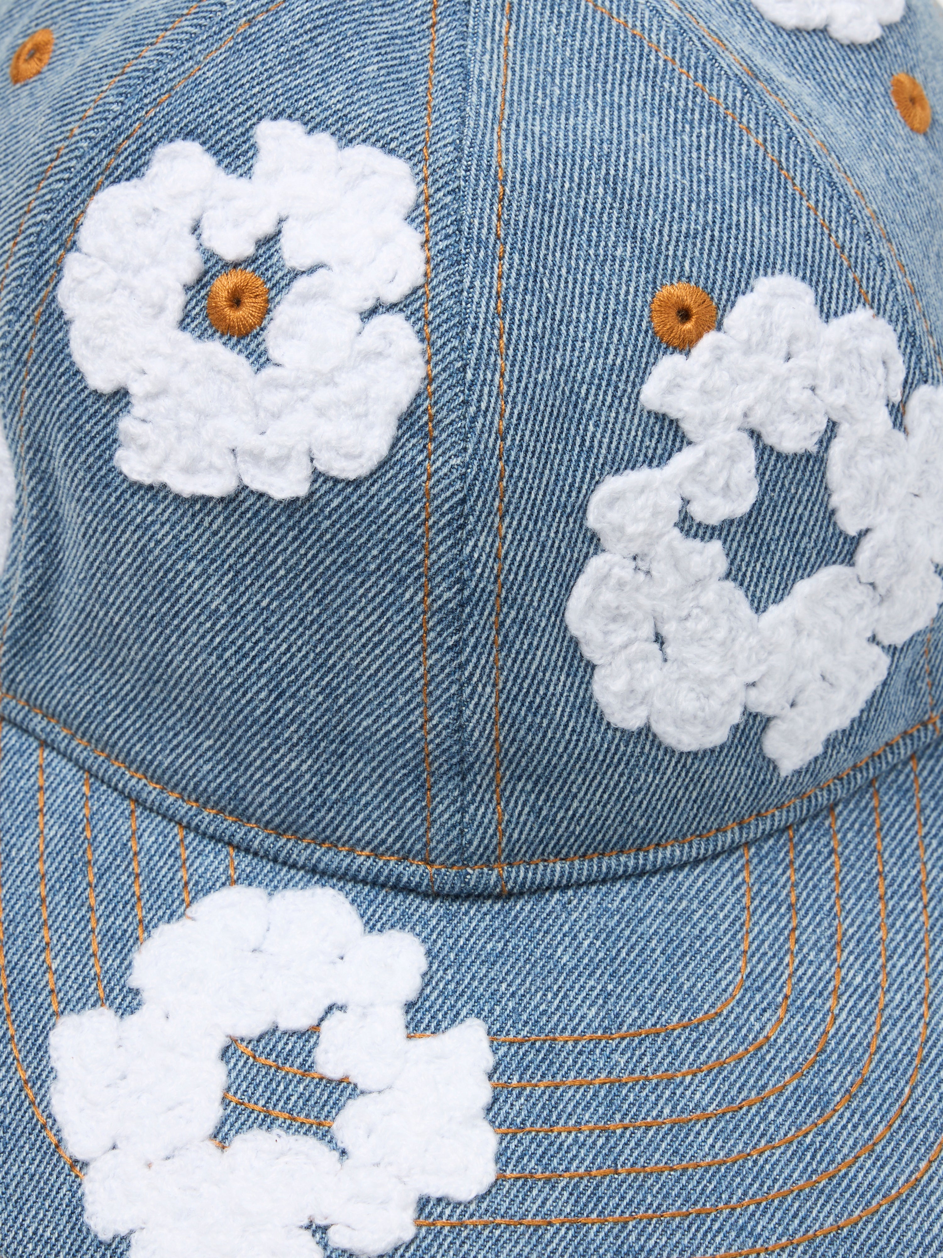 Cotton Wreath Raw Denim Cap Light Wash