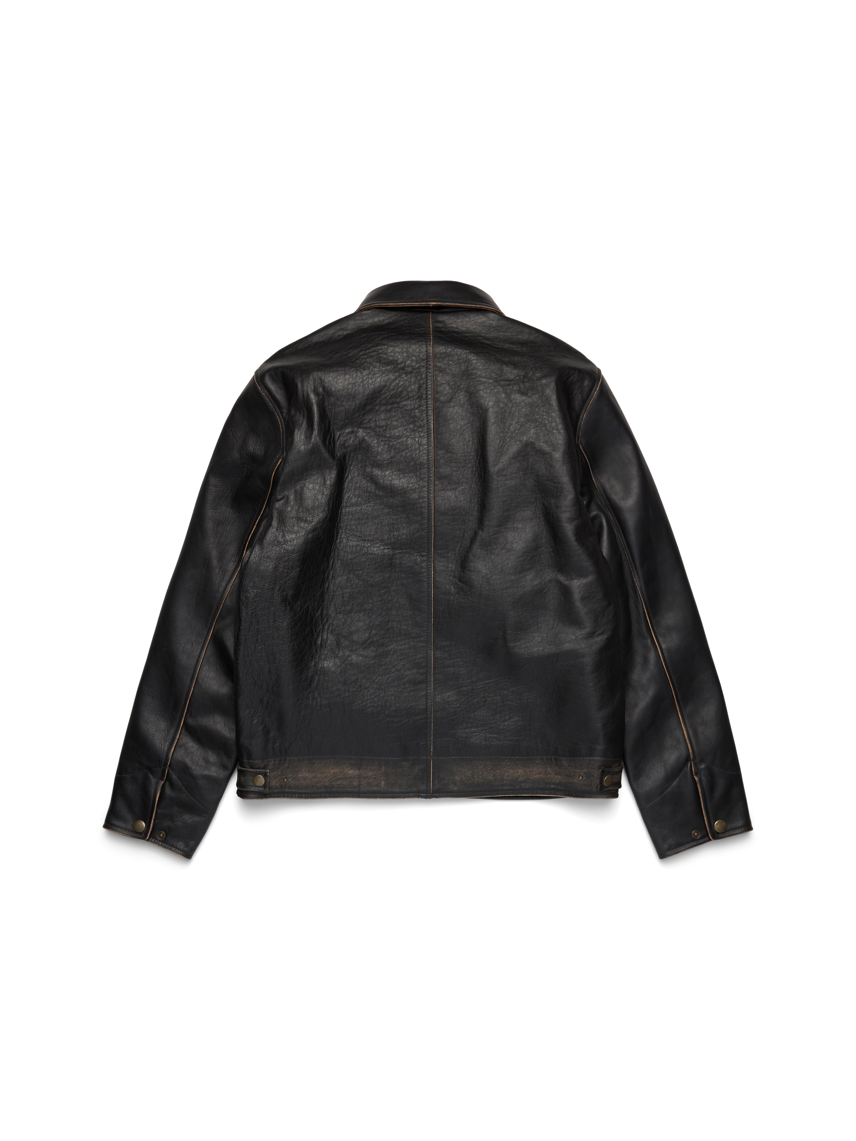 Libertas Crest Leather Jacket Washed Black