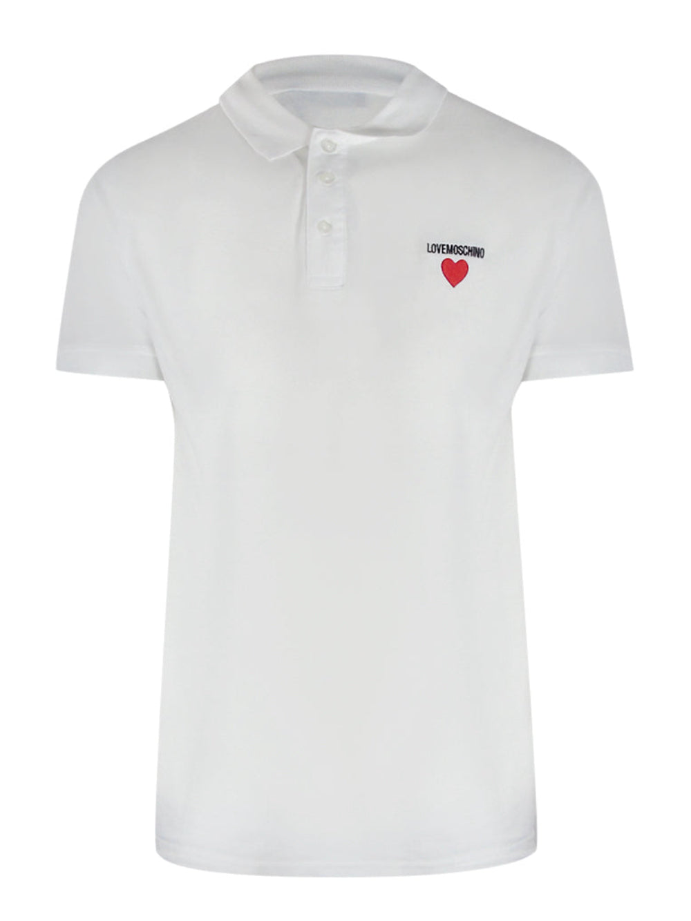 Love Moschino Small Heart Logo White Polo Shirt