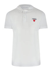 Love Moschino Small Heart Logo White Polo Shirt