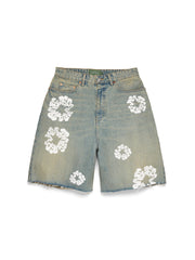 Dirty Wash Cotton Wreath Denim Short