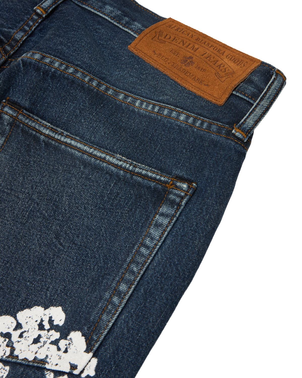 Baggy Cotton Wreath Denim Pant Dark Wash