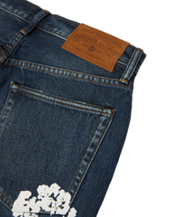 Straight Cotton Wreath Denim Pant Dark Wash