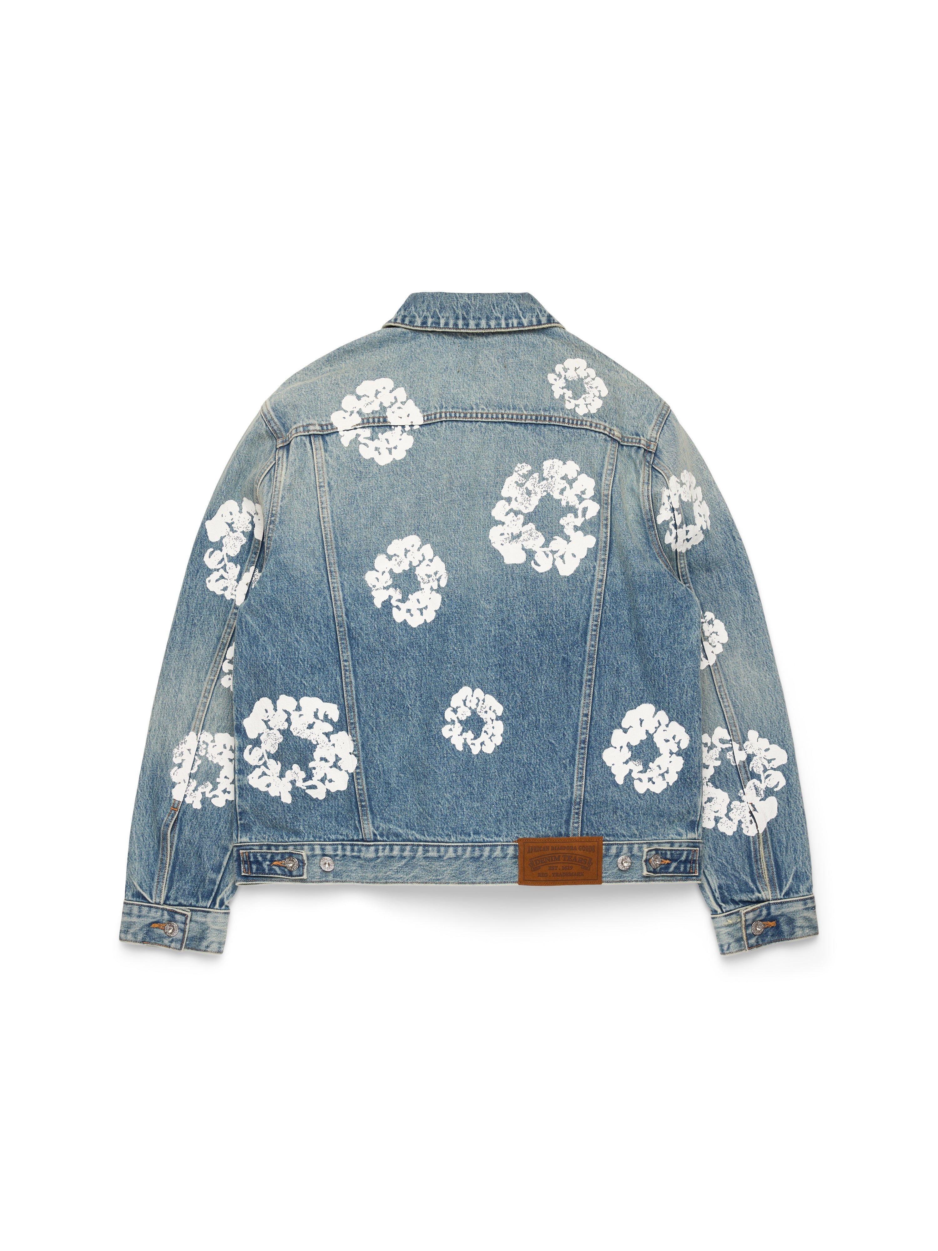 Cotton Wreath Denim Jacket Light Wash