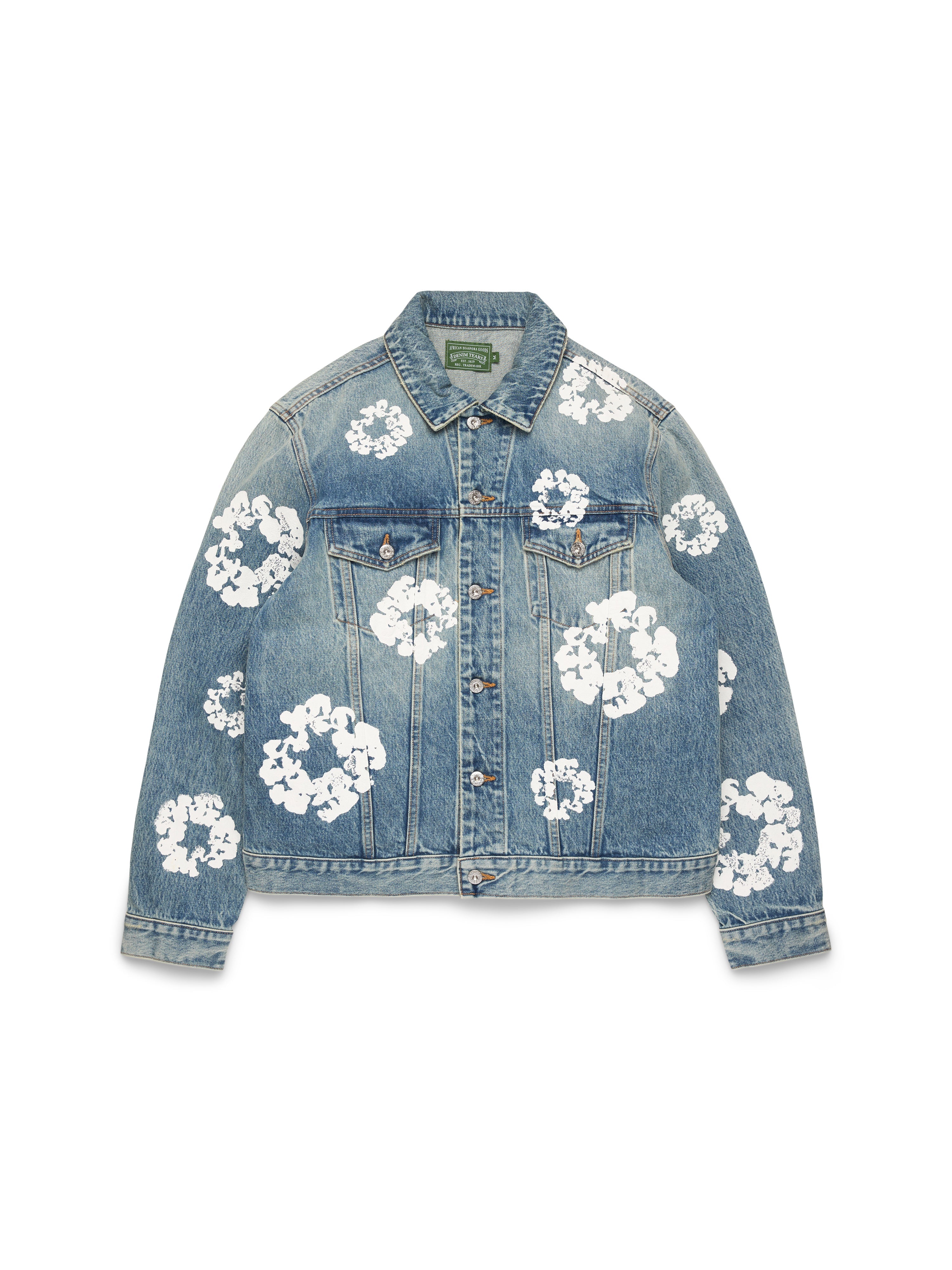 Cotton Wreath Denim Jacket Light Wash