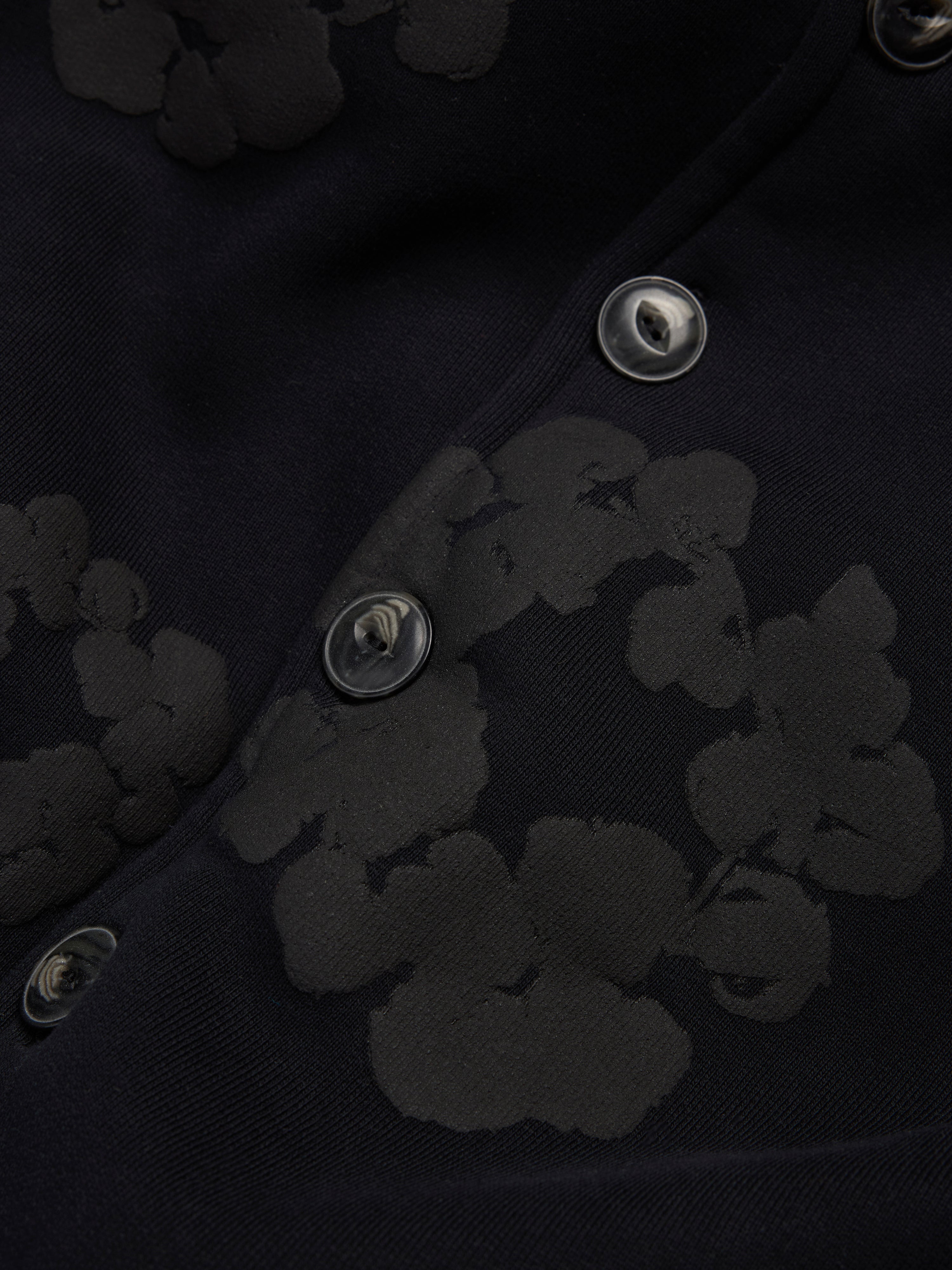 Cotton Wreath Cardigan Hoodie Black