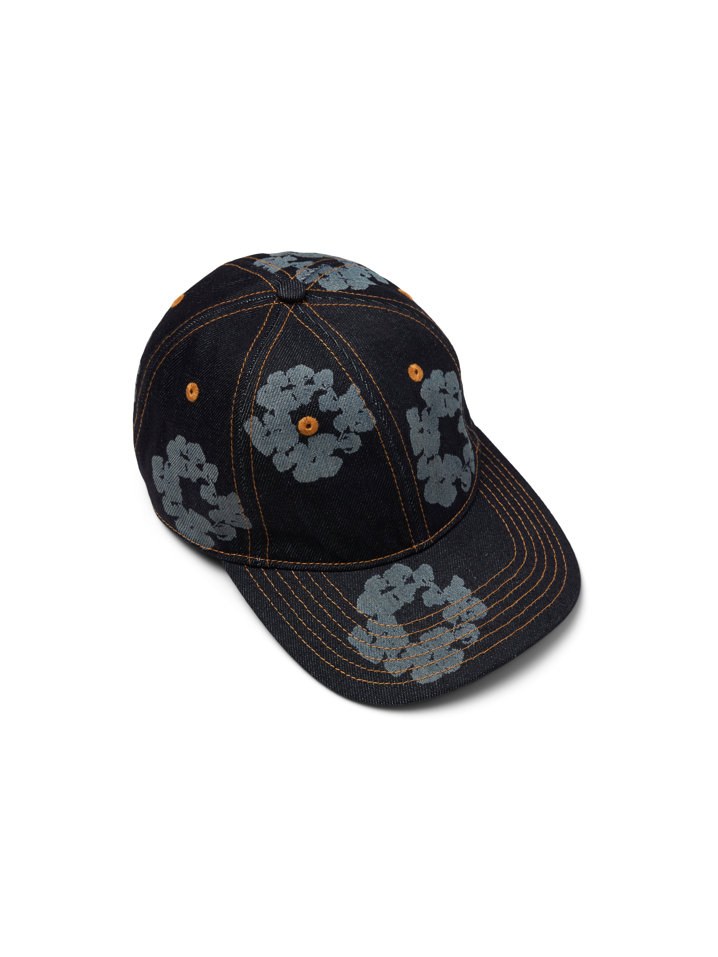 Mono Cotton Wreath Raw Denim Cap Washed Indigo