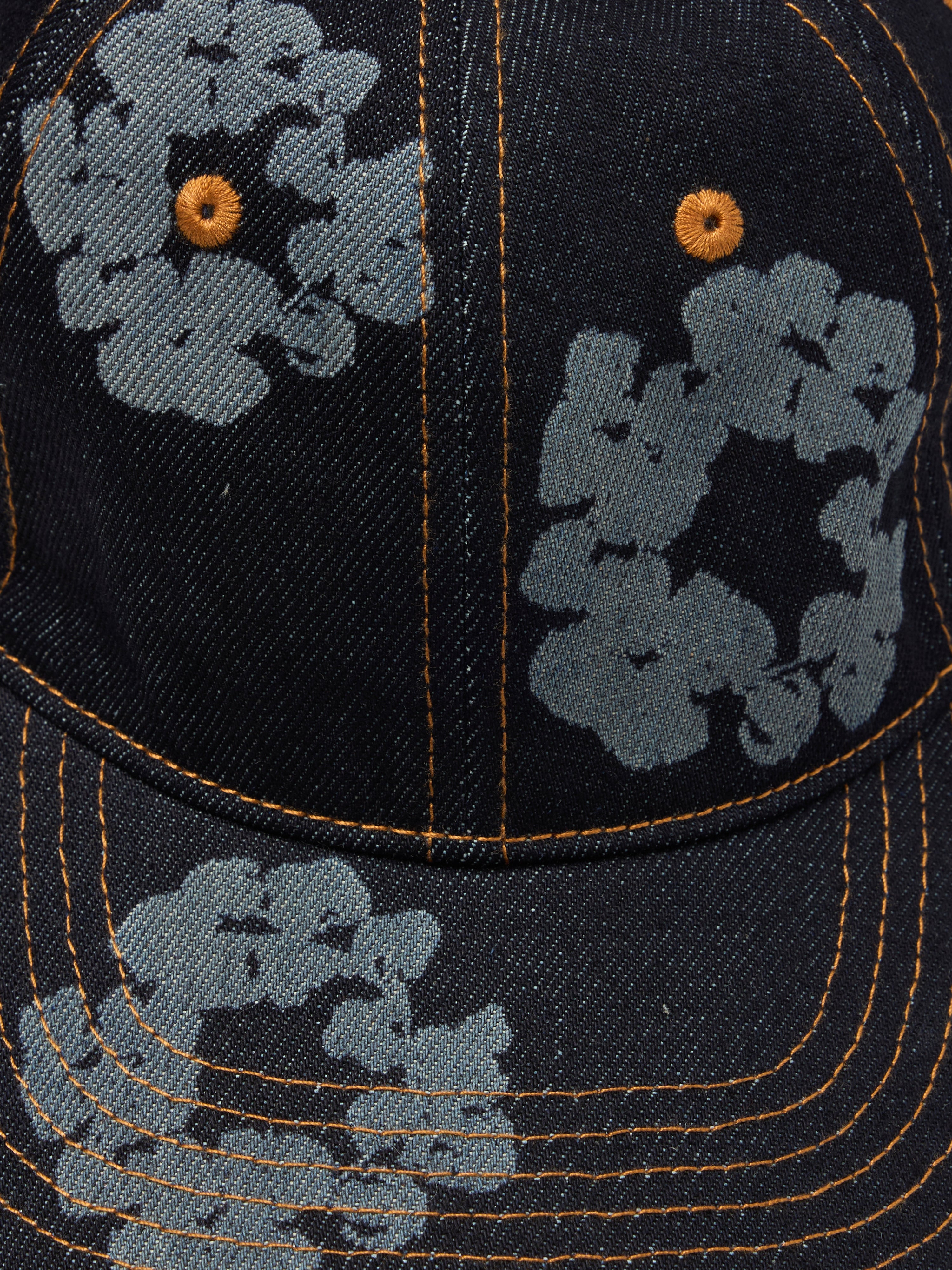 Mono Cotton Wreath Raw Denim Cap Washed Indigo