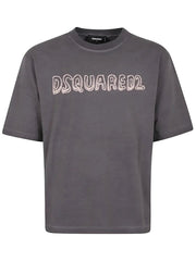 Dsquared2 Loose Fit Fade Cartoon Logo Grey T-Shirt