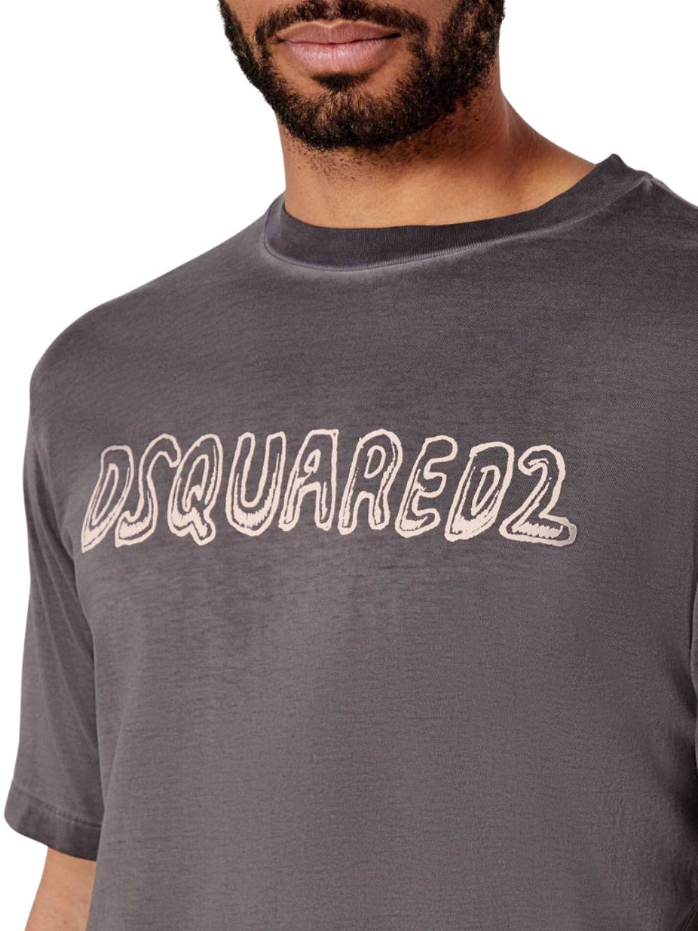 Dsquared2 Loose Fit Fade Cartoon Logo Grey T-Shirt