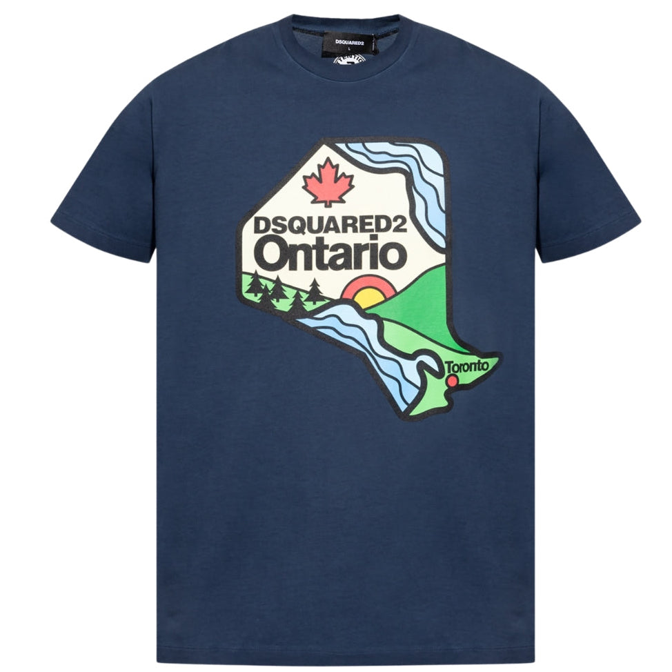 Dsquared2 Ontario Map Navy Blue T-Shirt
