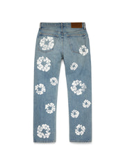 Straight Cotton Wreath Denim Pant Light Wash