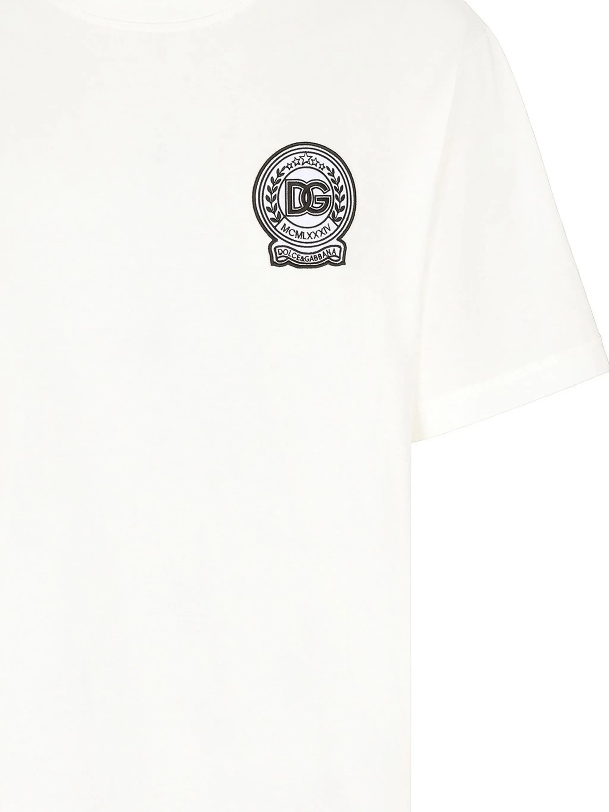 Dolce & Gabbana Roman Numerals Crest Embroidered Logo T-Shirt in White