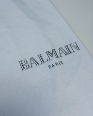 Balmain Vintage Silver Gel Logo T-Shirt in White