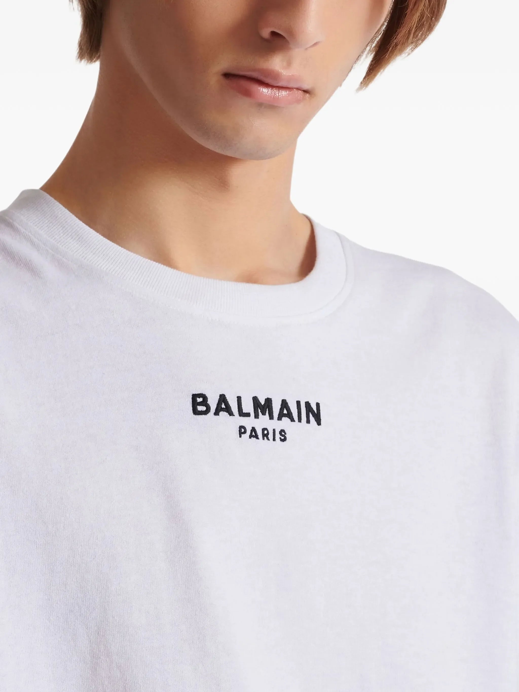 Balmain Paris Small Embroidered Logo T-Shirt in White