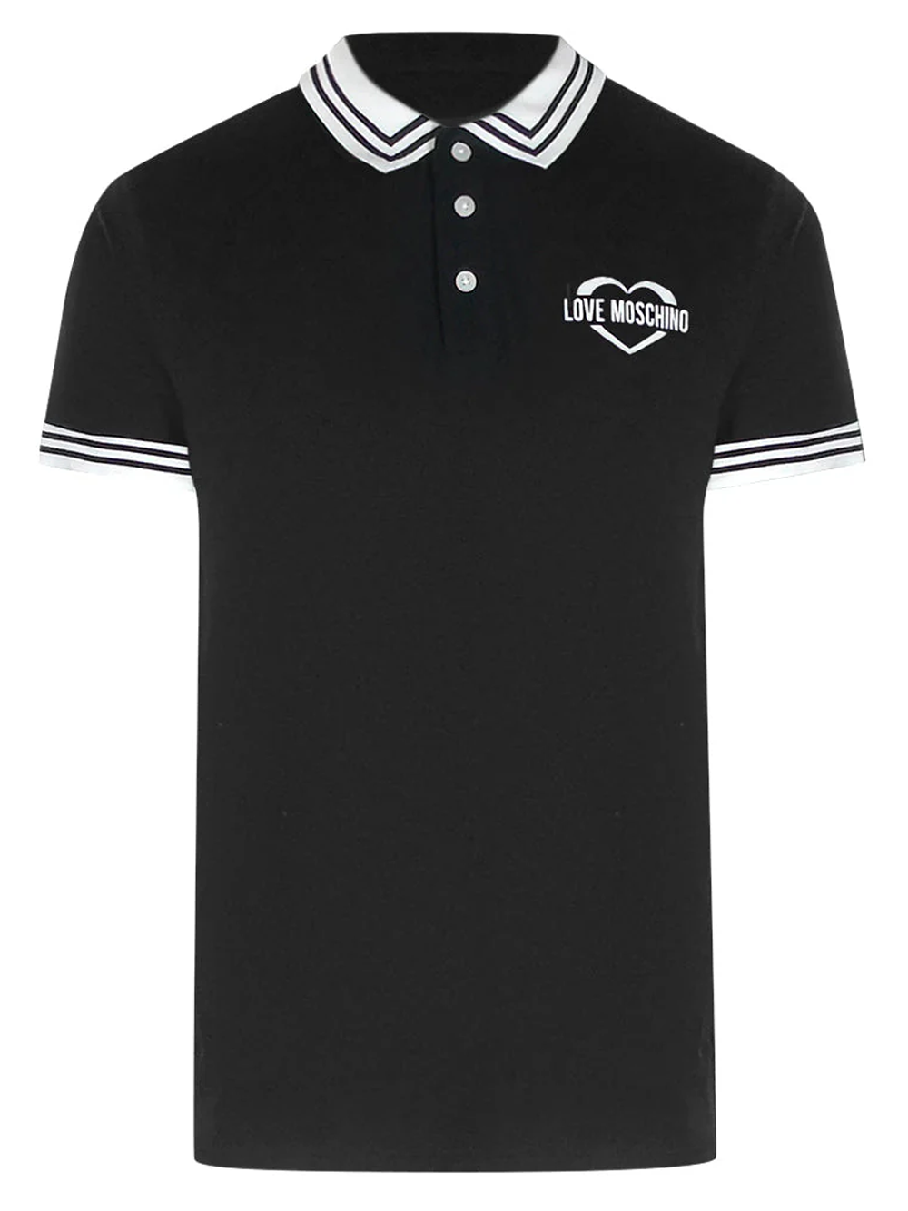 Love Moschino Twin Tipped Collar Polo Shirt in Black