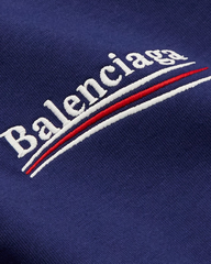 Balenciaga Political Campaign Embroidered Logo T-Shirt in Blue