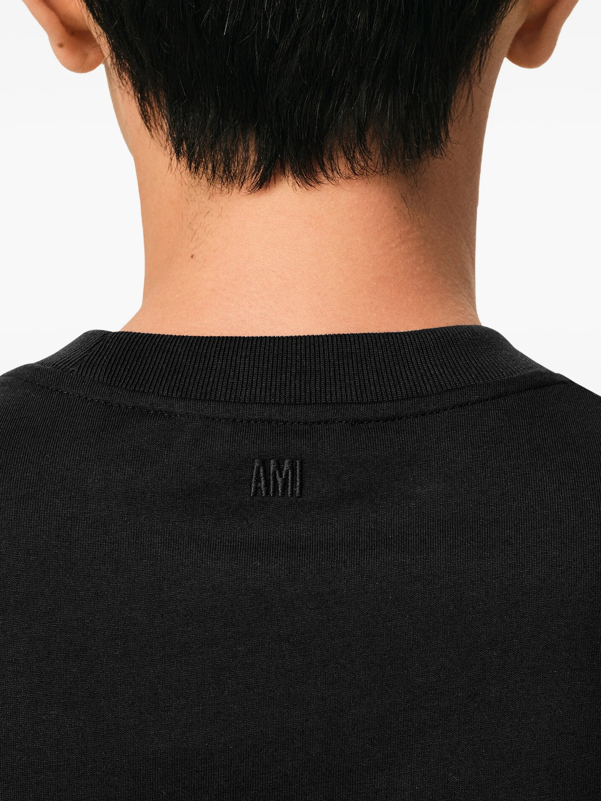 Ami Paris Ami de Couer White Logo T-Shirt in Black