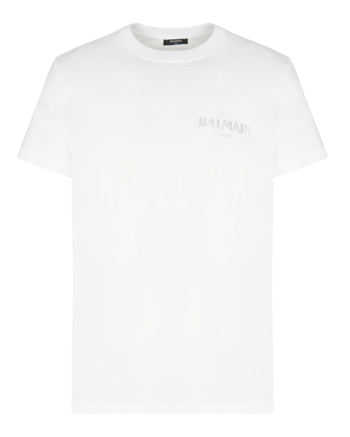 Balmain Vintage Silver Gel Logo T-Shirt in White