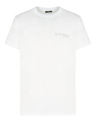 Balmain Vintage Silver Gel Logo T-Shirt in White